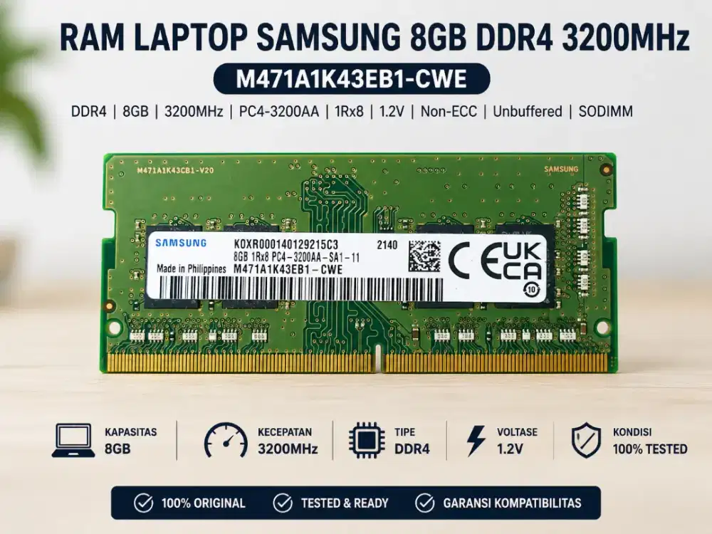 RAM Laptop Samsung 8GB DDR4 3200MHz PC4-3200 Original