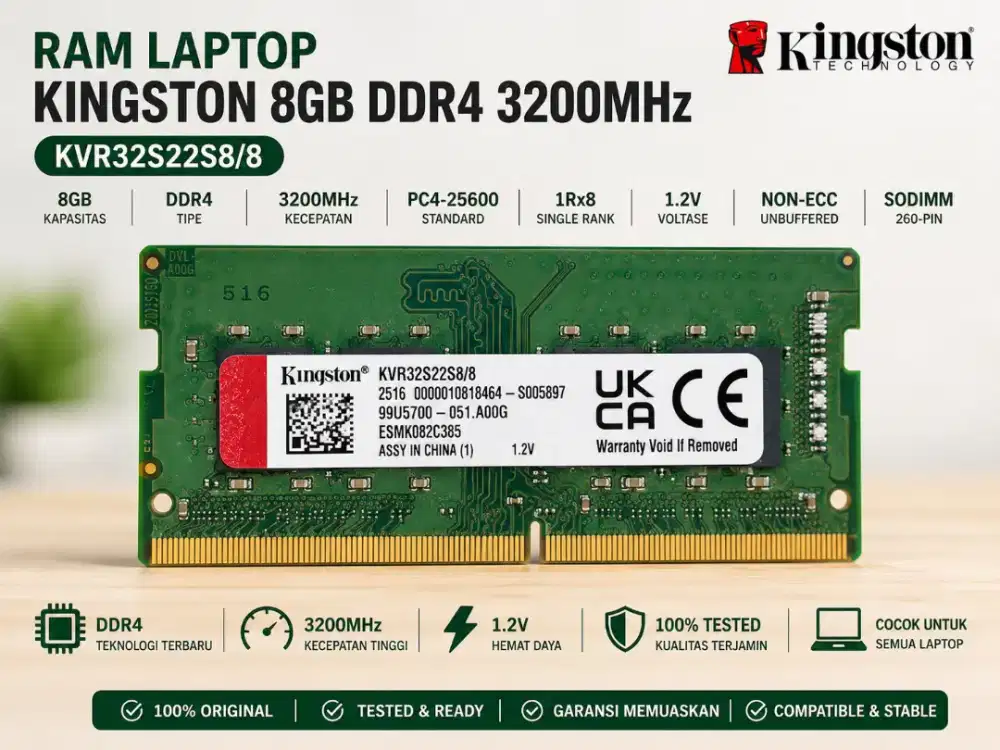RAM Laptop Kingston 8GB DDR4 3200MHz Original