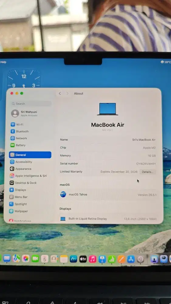 Macbook Air M2 16/256 Gb Midnight Resmi Ibox
