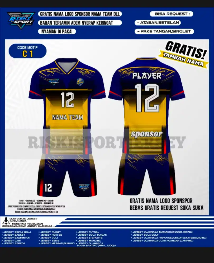 Jersey volley ball pria dan wanita full printing