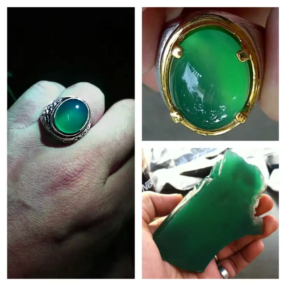 Bahan Natural Chalcedony. Ijo Botol -Full Crystal, Kwalitas HQ