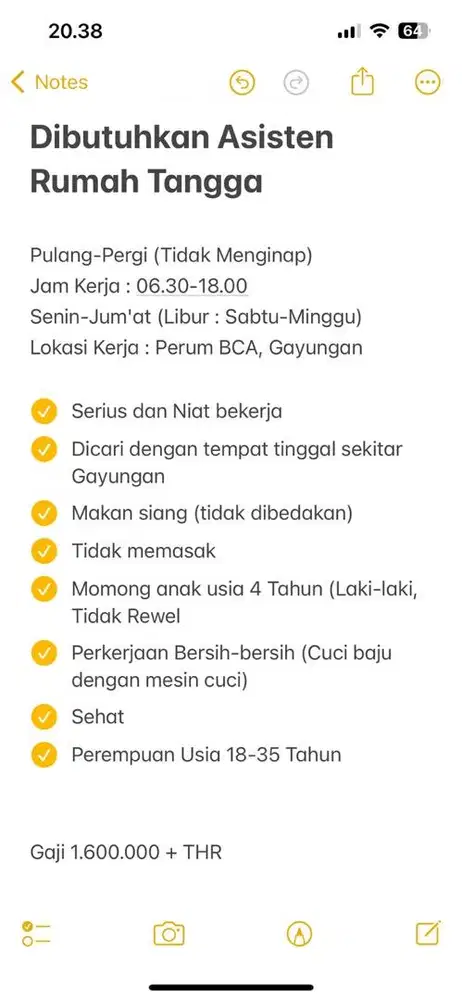 ASISTEN RUMAH TANGGA (ART) PULANG PERGI (PP) GAYUNGAN