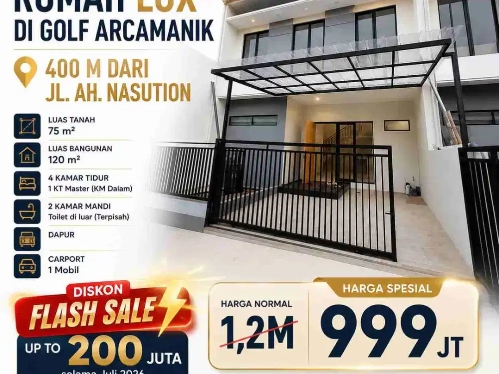 Turun Harga rumah baru 2 lantai di Golf Arcamanik, Ujungberung, Kota Bandung
