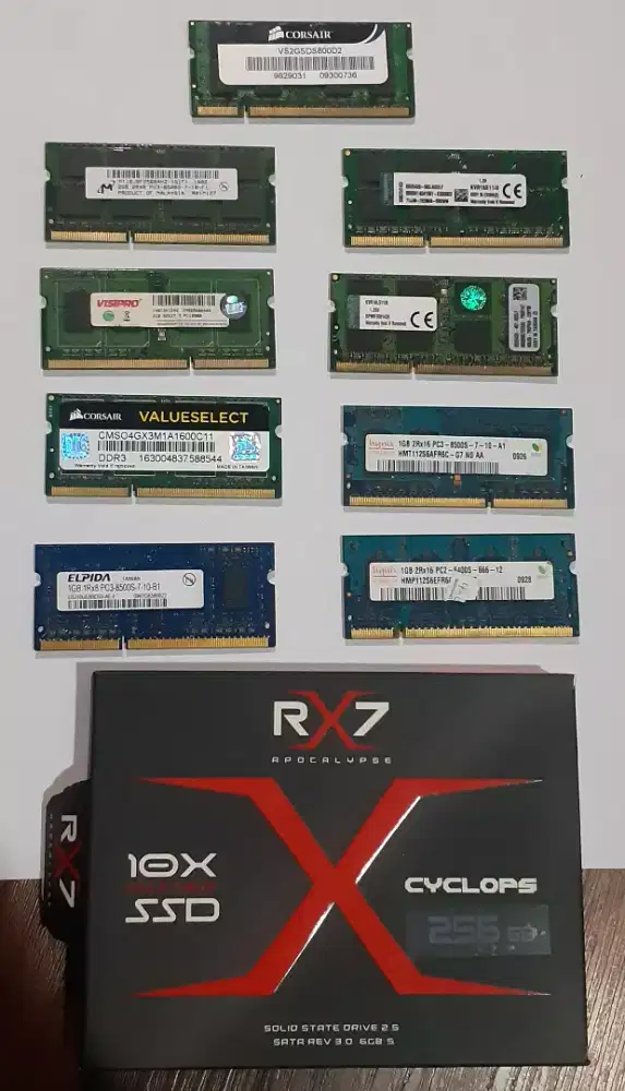 SSD 256Gb, RAM Laptop DDR3 & DDR2