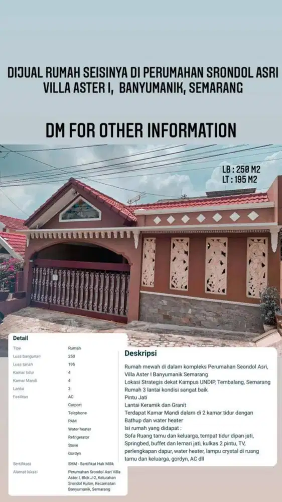 DIJUAL RUMAH FULL FURNISHED DI PERUMAHAN ELITE