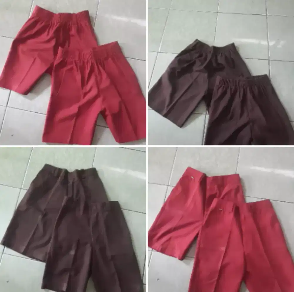 Jual borongan celana pendek sekolah merah coklat no.3
