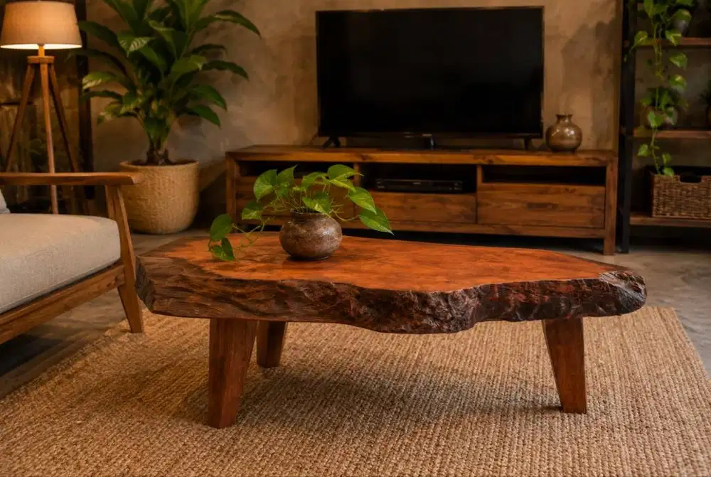 Meja Tamu Kayu Akar Ambon (Amboyna Burl)