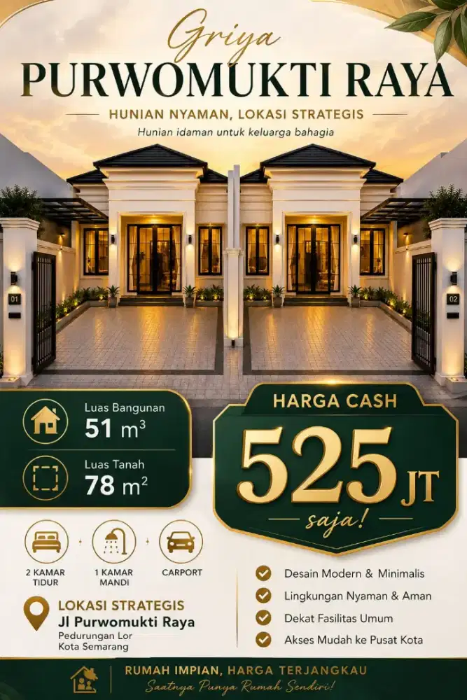 DI JUAL RUMAH BARU PURWIMUKTI RAYA