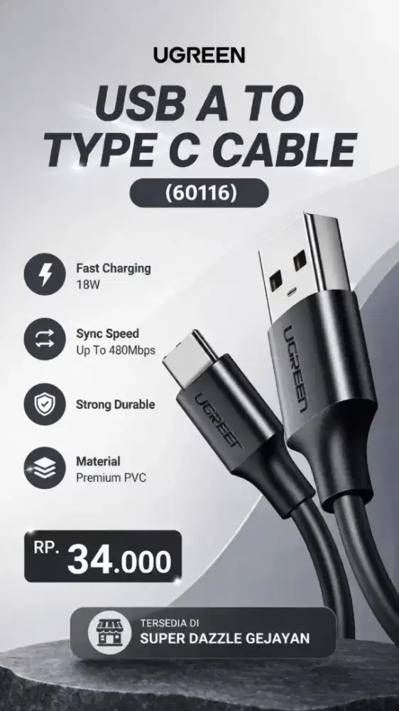 UGREEN USB A TO TYPE C CABLE (60116)