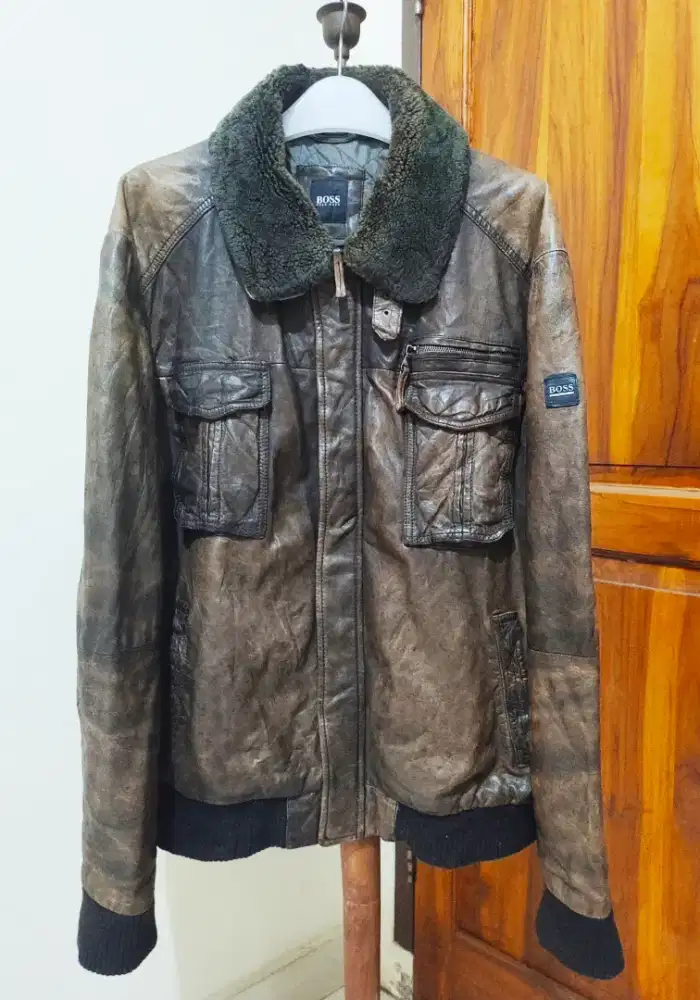 Jaket kulit Hugo Boss Aviator authentic