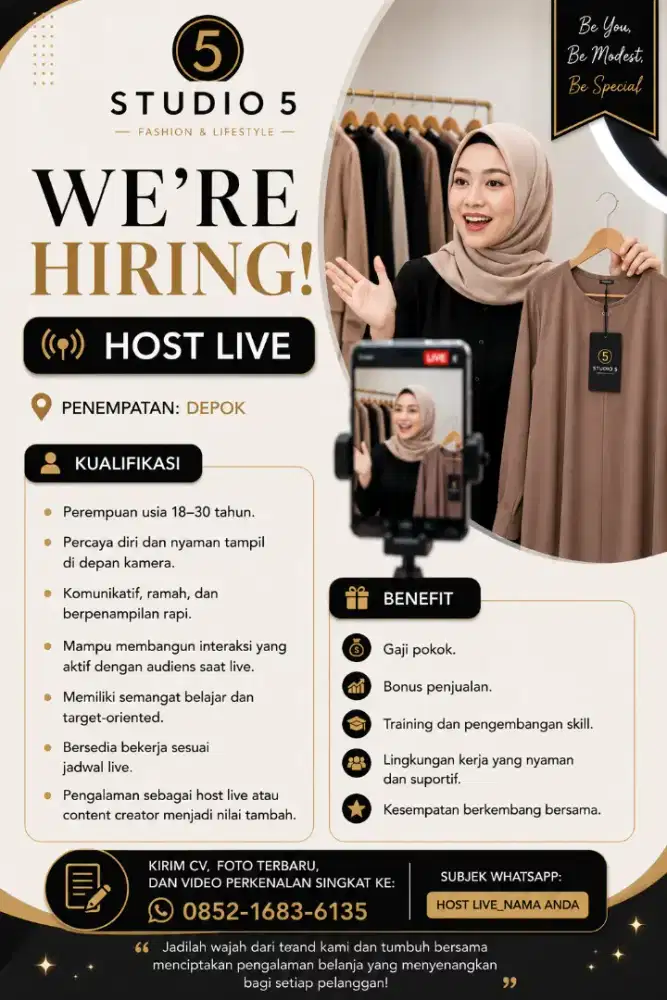 DIBUTUHKAN !! Host live jualan