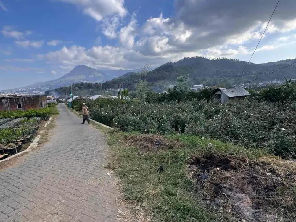 tanah villa view gunung bukit dan kebun mawar siap bangun di kota batu