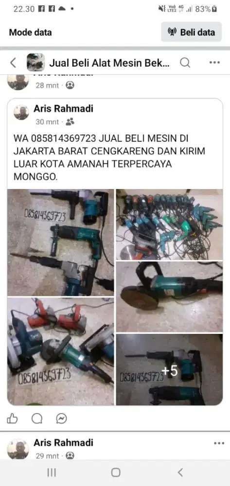 Di jual mesin kondisi bekas pakai