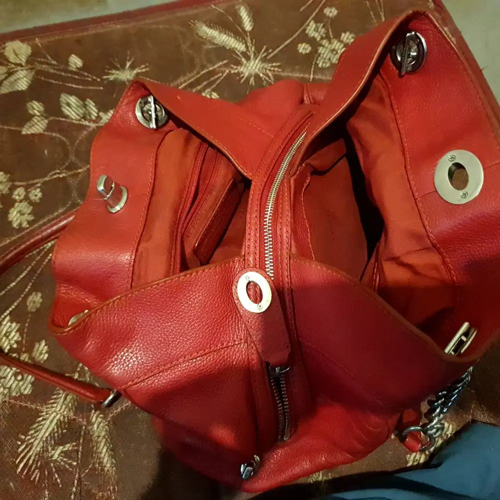 Tas Shoulder Kulit Asli Brand Coac* Merah