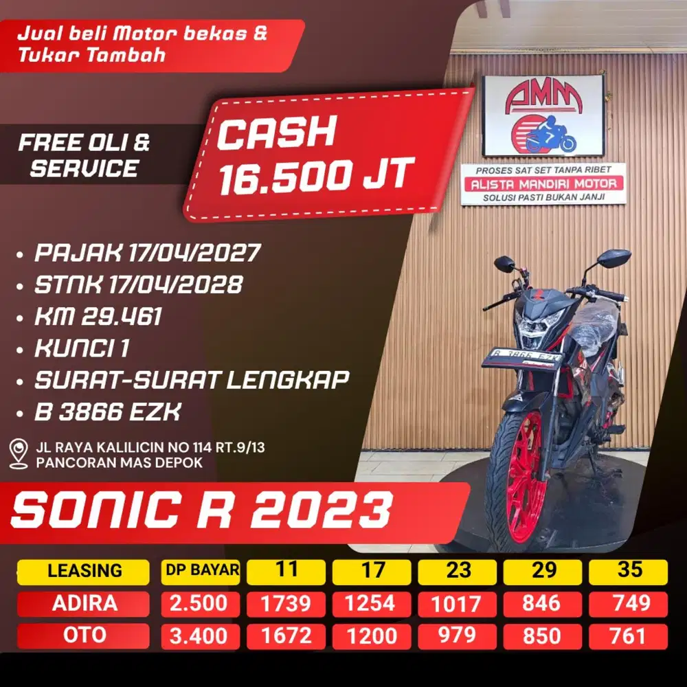 SONIC R 2023 PAJAK HIDUP CASH / KREDIT ALISTA