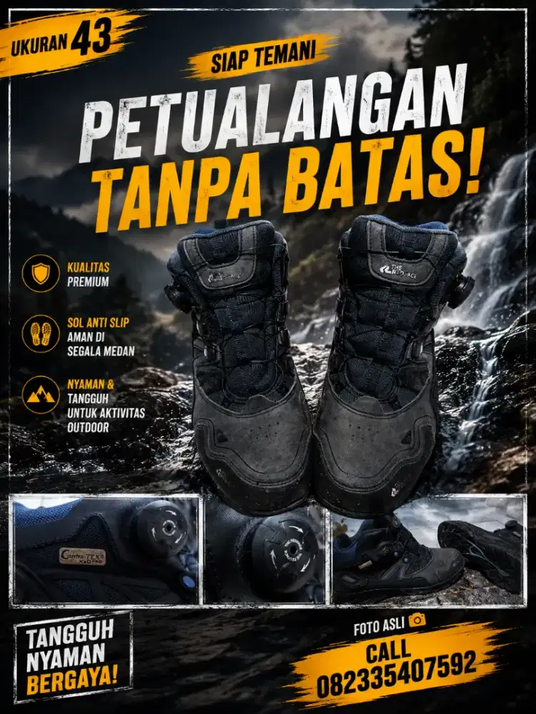 Sepatu hiking kualitas import waterproof highlight