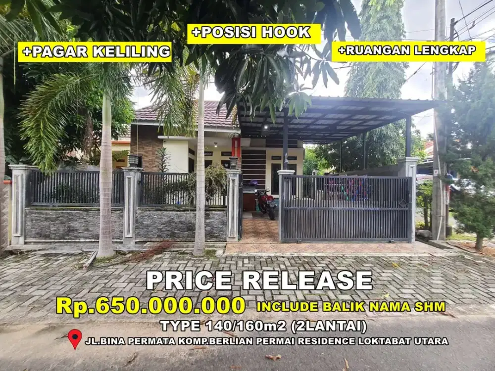 rumah type 140/160m2 di berlian permai residence loktabat utara