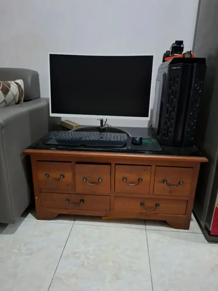 Meja ruang tamu jati kuno antik banyak laci