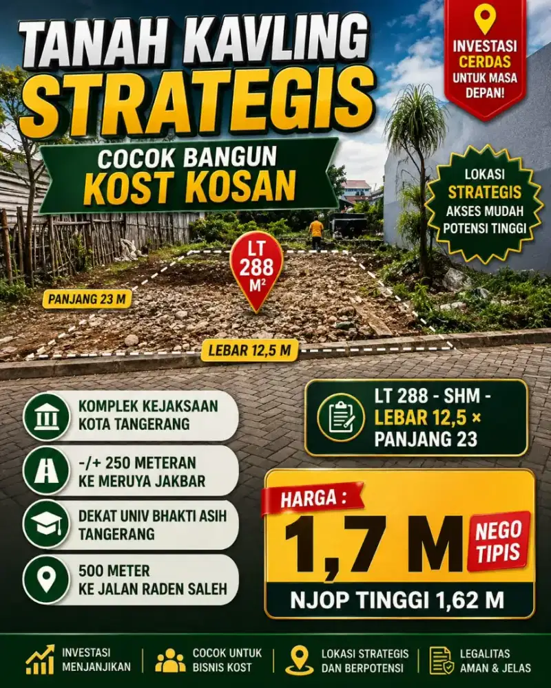 TANAH KAVLING MURAH AREA KOMPLEK KEJAKSAAN KOTA TANGERANG