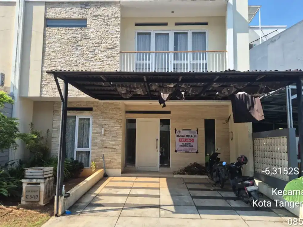 Di Jual Lelang Rumah 2 Lantai di Perumahan Paradise Resort City (Cluster The Bay), Jalan Aria Putra Blok , Kelurahan Sarua Indah, Kecamatan Ciputat, K
