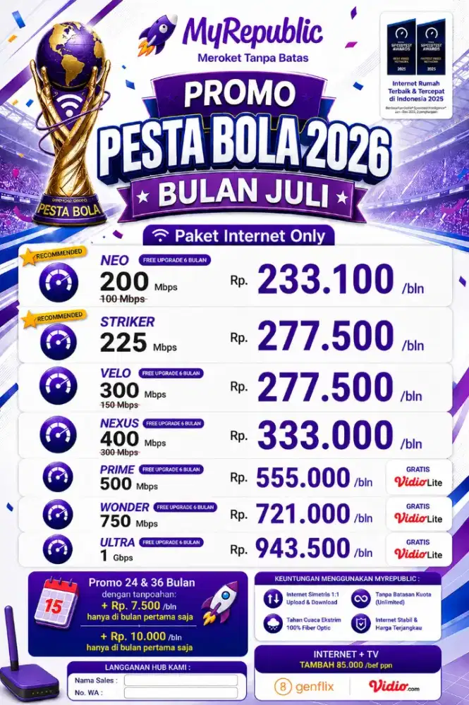 PROMO Paket Pemasangan Wifi My Republic