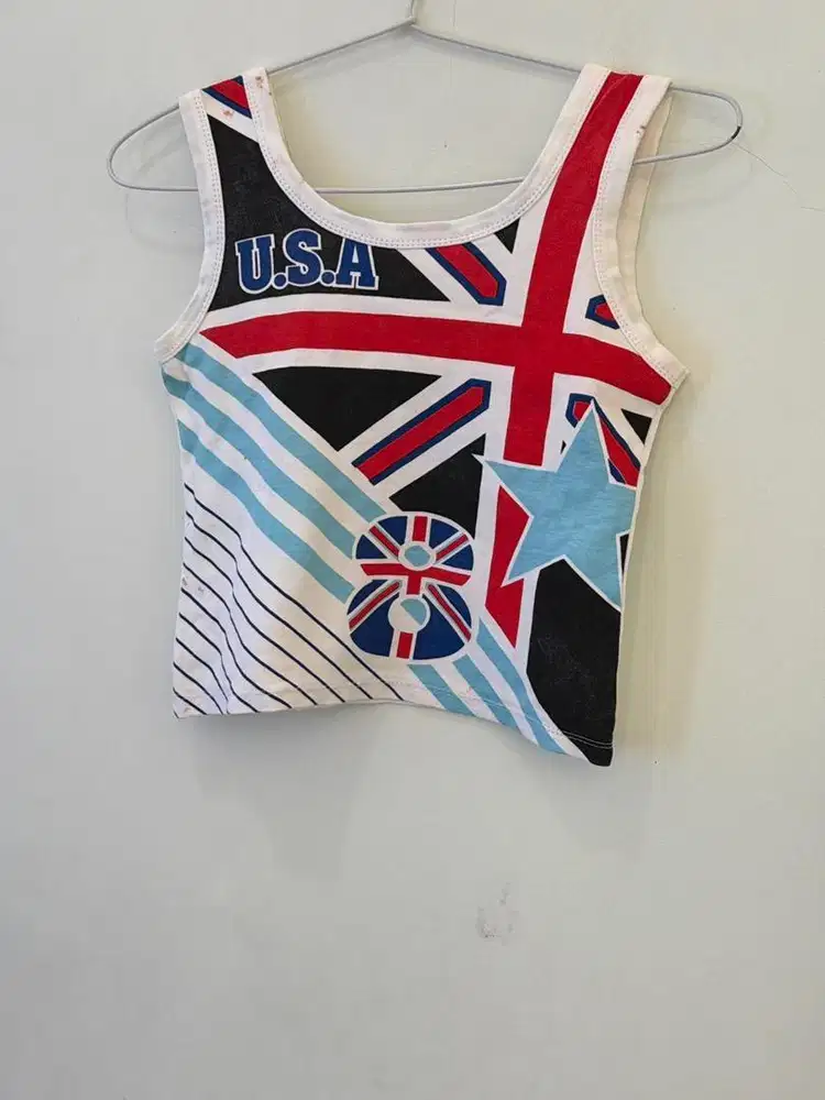 Crop top kaos usa putih