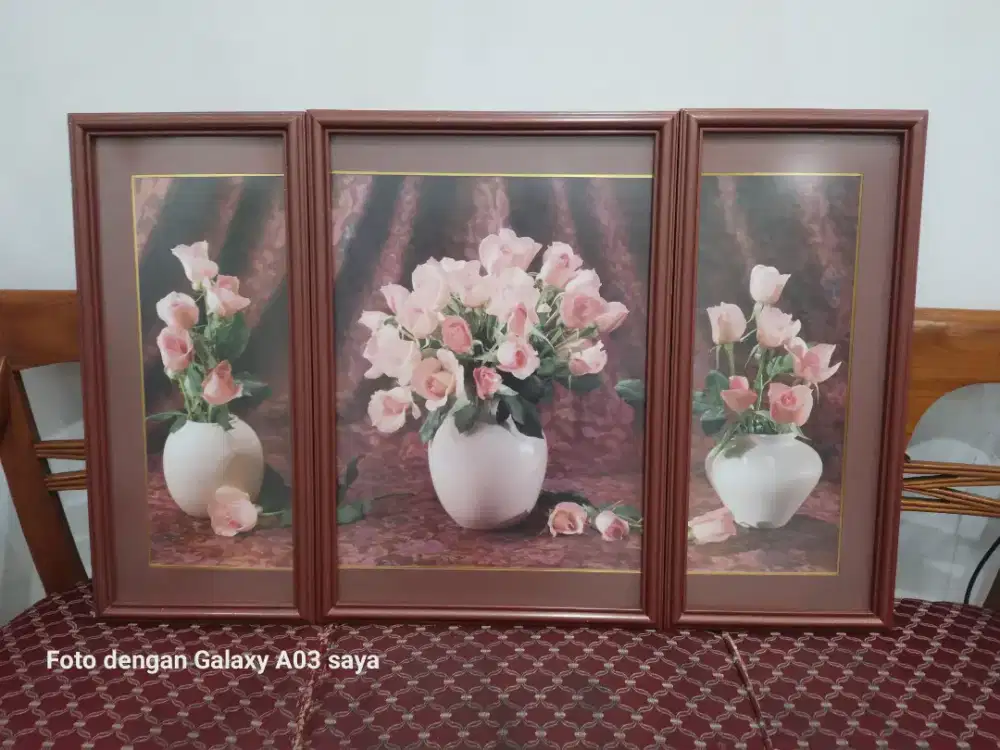 Lukisan cina jadul bingkai 1set ( 3pcs ) P.103cmx T.64cm