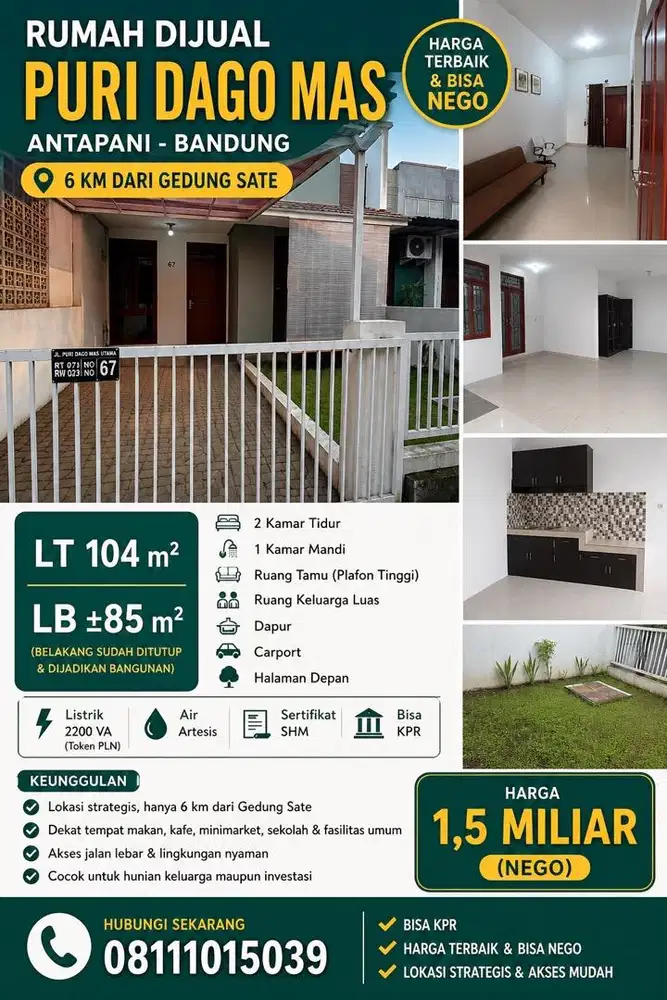 Rumah Puri Dago Mas Antapani | Siap Investasi | Harga Nego