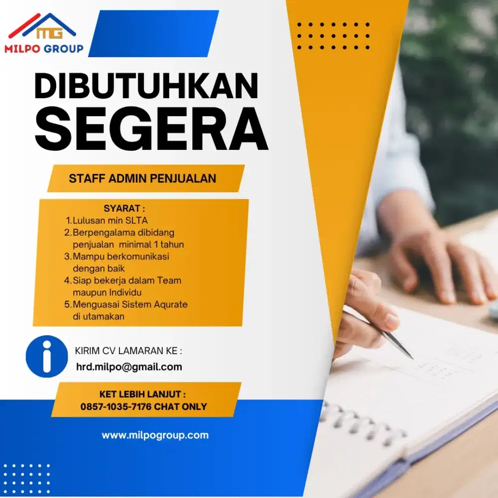 Dibutuhkan Segera Admin penjualan