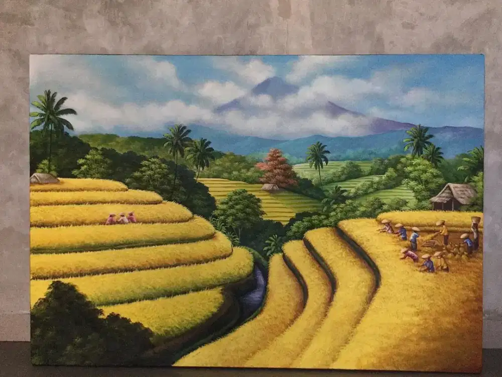 Dijual lukisan kanvas sawah 90x130 cm