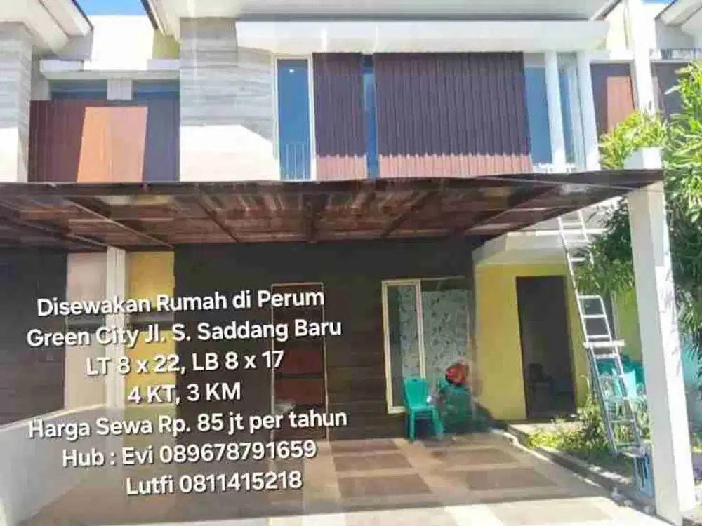 Disewakan Rumah 2 lantai di Perum. Green City, Jl. S. Saddang Baru Makassar