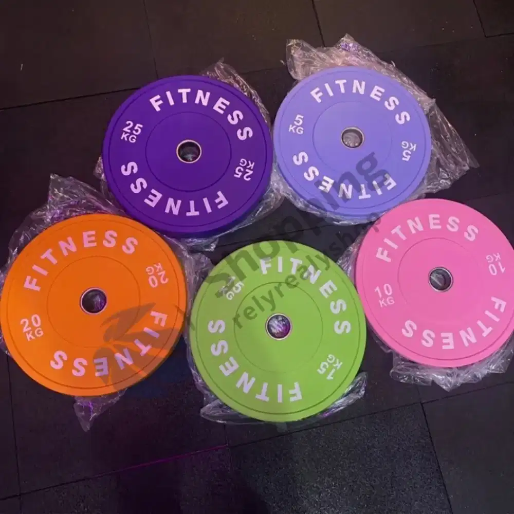 Beban Barbel Bumper Plate Set 5 KG - 25 KG Karet Warna Alat Fitness