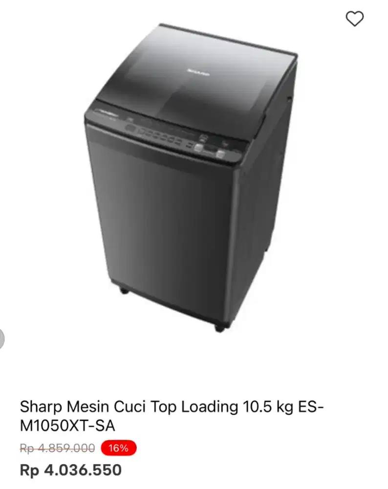 MESIN CUCI SHARP TOP LOADING 10.5KG