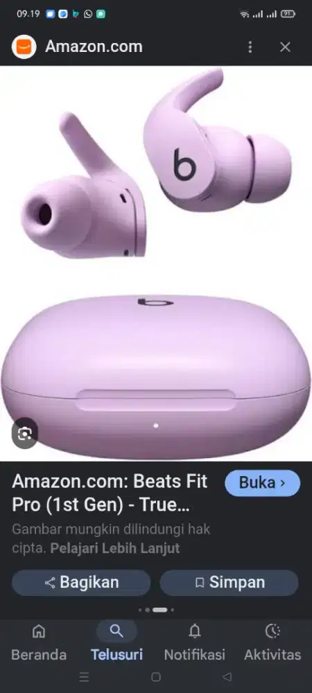 Earbuds beats fit pro purple