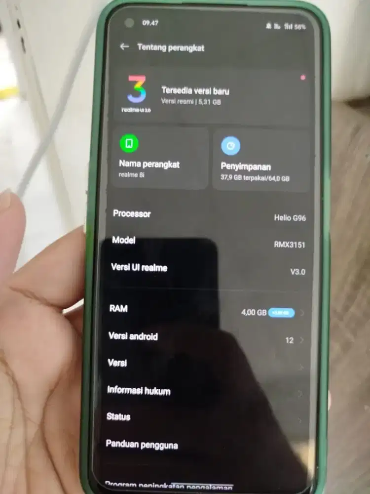 realme 8i ram 4/64gb hp+charger minus