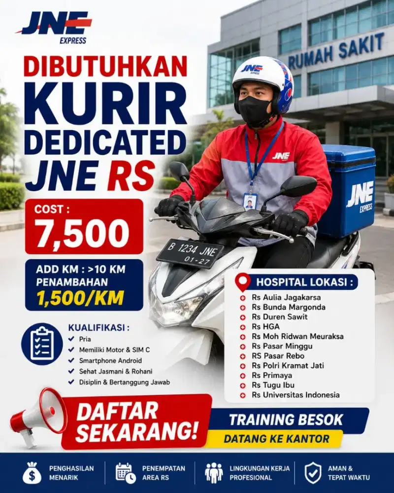 DIBUTUHKAN KURIR DEDICATED JNE RS