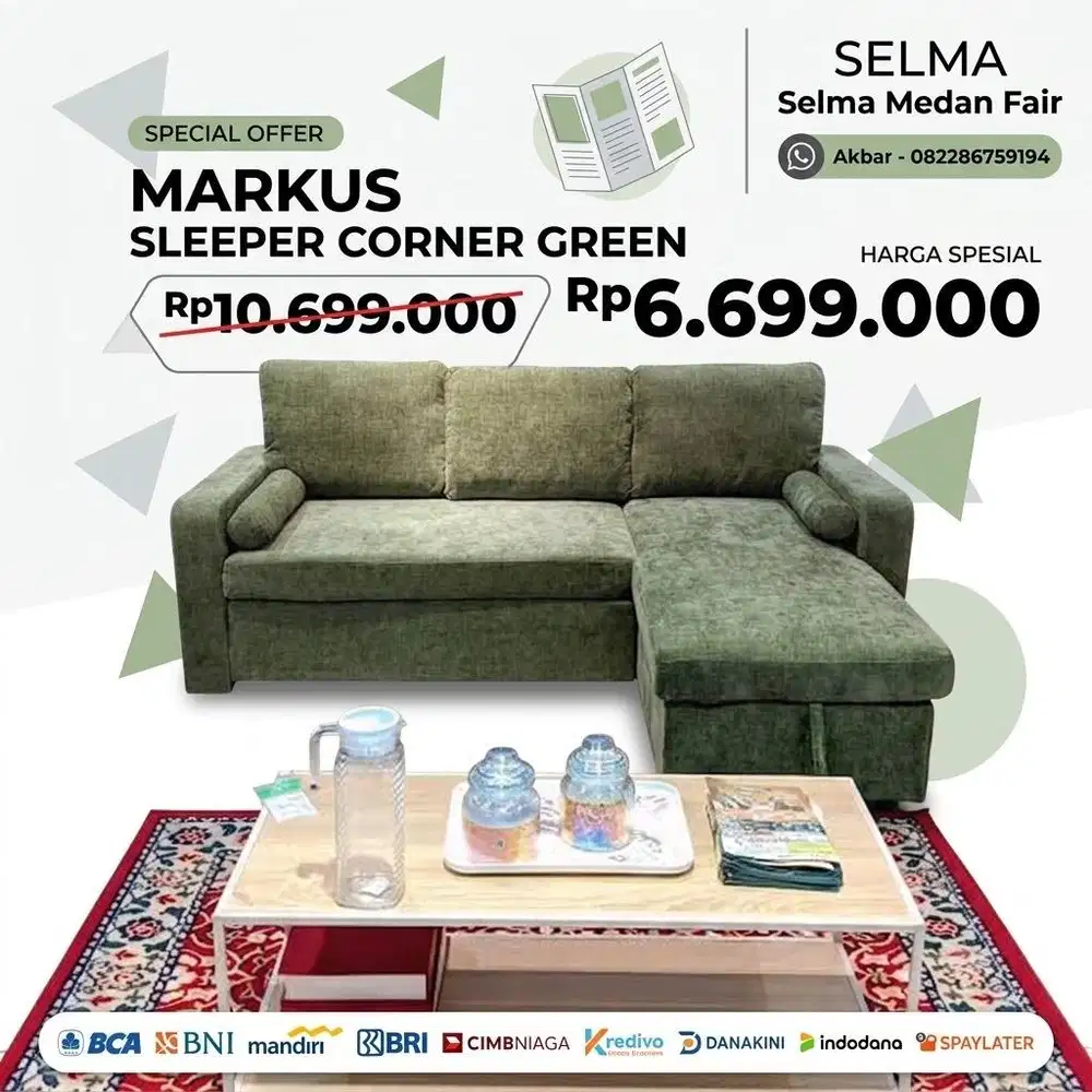 Sofa Markus Sleeper Corner Green
