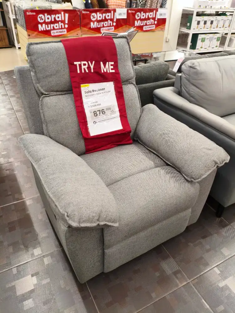 Selma Neo Lorry Sofa Recliner Fabric 1 Seater – Abu-Abu