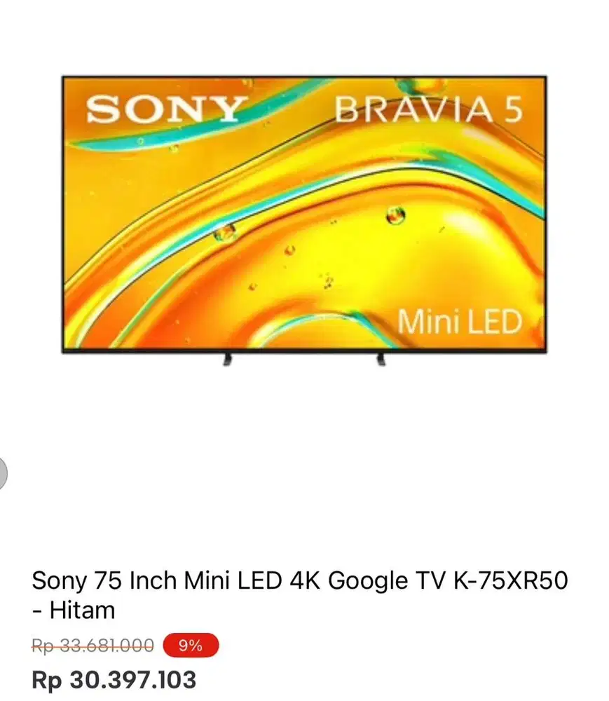 SONY GOOGLE TV 4K MINI LED 75inci
