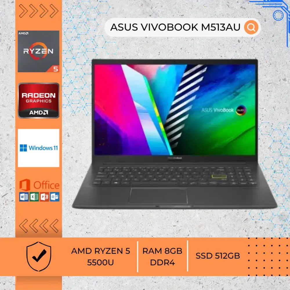 LAPTOP BEKAS ASUS VIVOBOOK M513AU AMD RYZEN 5-5500U RAM 8GB SSD 512GB