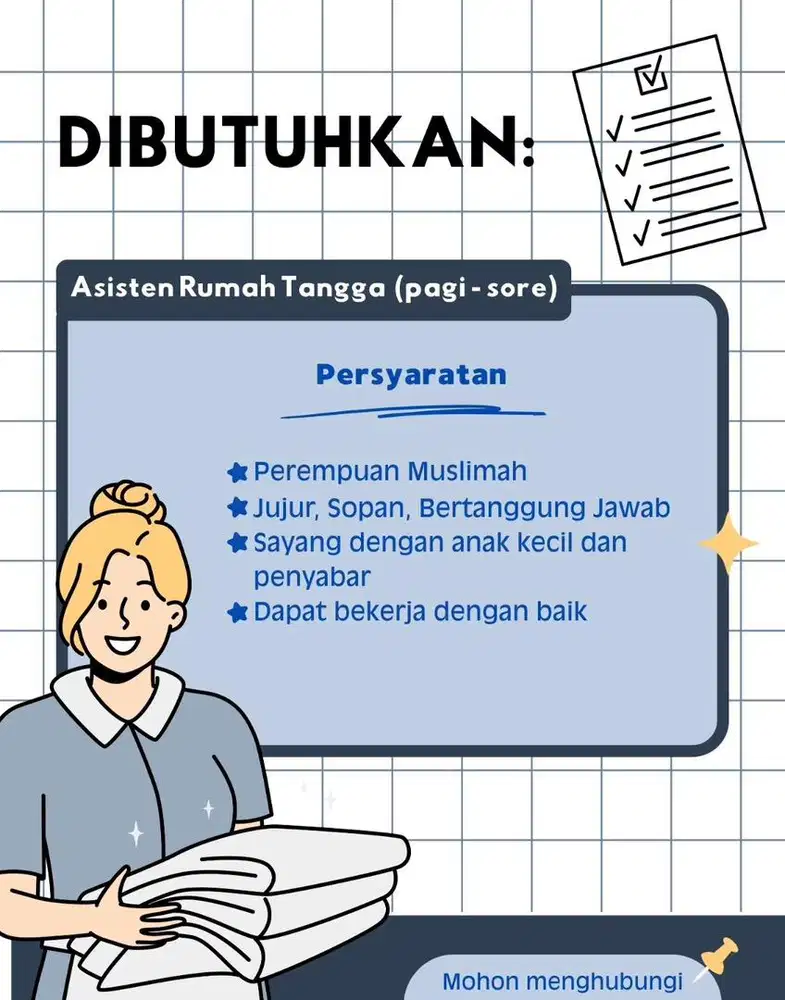 Lowongan Kerja Asisten Rumah Tangga (ART)