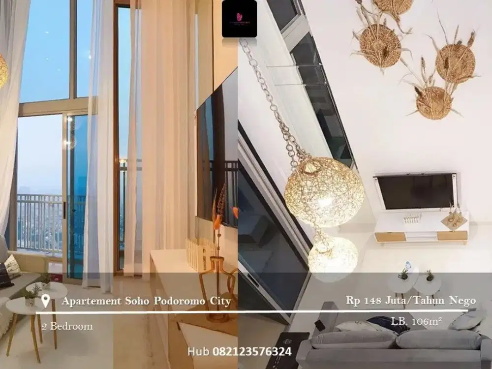 Disewakan Apartement Soho Podoromo City High Floor 2BR Full Furnished