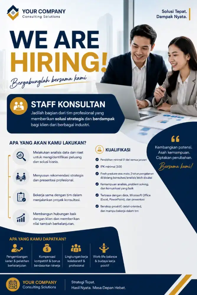Di butuhkan staff konsultan