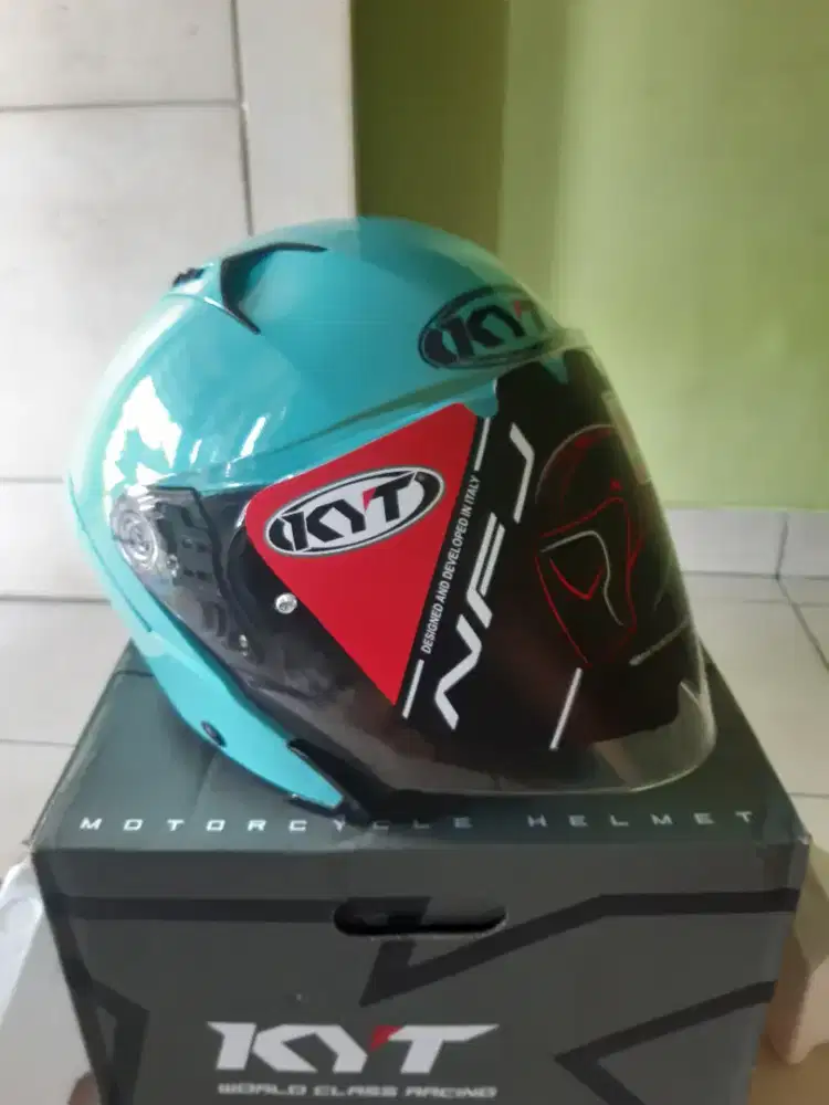 Helm hallface KYT NFJ plain aqua blue size-L