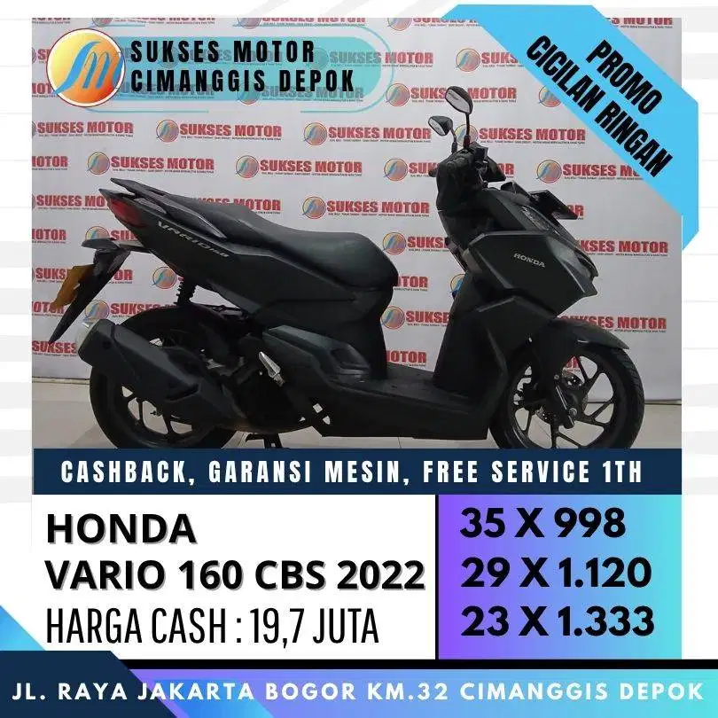 VARIO 160 CBS 2022 CASH KREDIT DP HANYA 800 CICILAN RINGAN