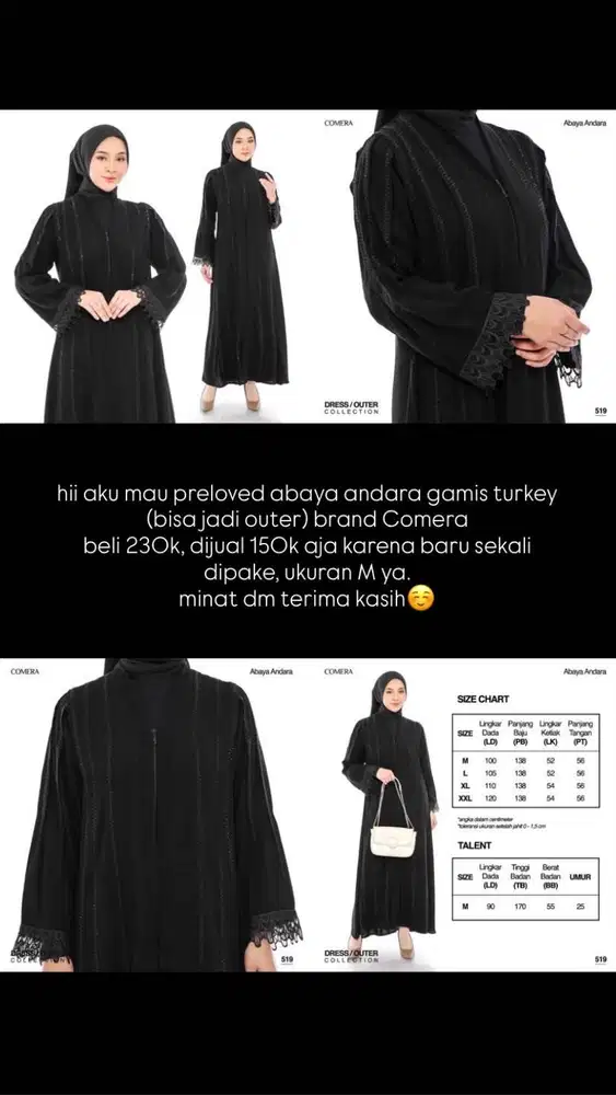 PRELOVED COMERA - ABAYA ANDARA GAMIS TURKEY
