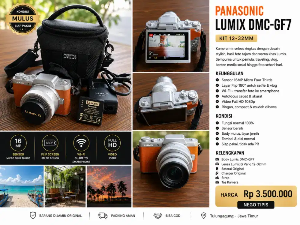 Panasonix Lumix DMC GF-7 Fullset Siap Pakai