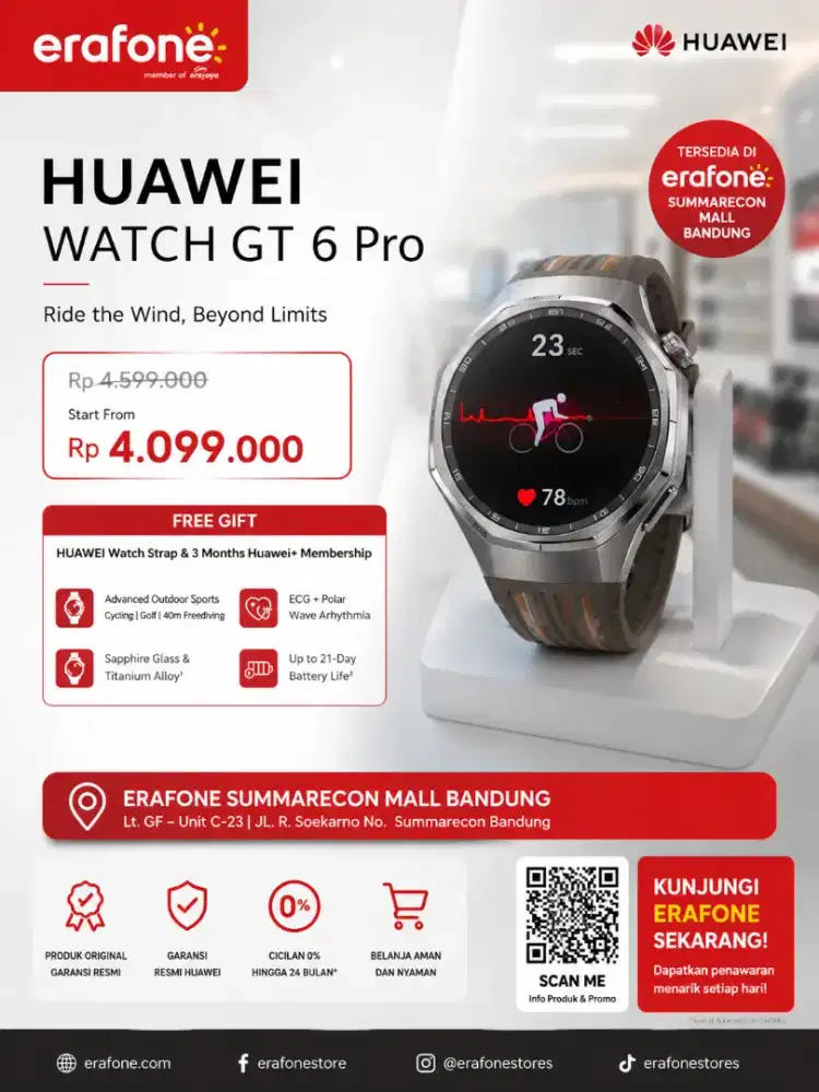HUAWEI WATCH GT 6 Pro Kini Hadir di Erafone Summarecon Mall Bandung