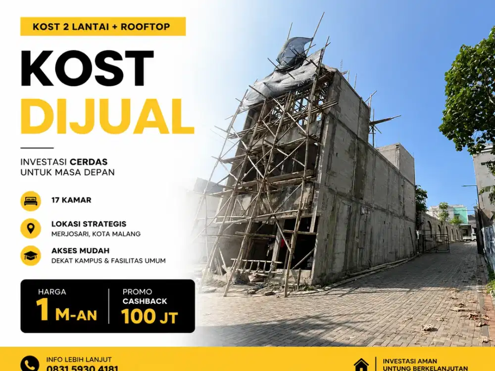 Dijual Kost 10 Kamar Merjosari Malang Dekat Kampus UIN