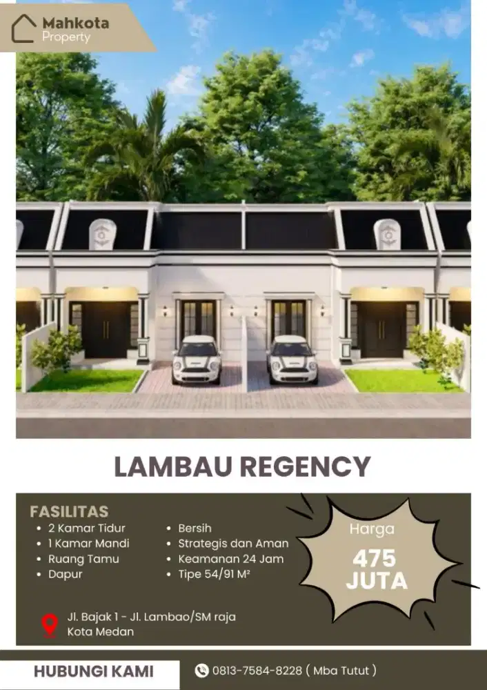 RUMAH LAMBAU HADAP TIMUR LEBAR 91 M2